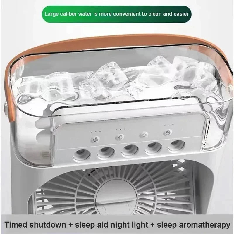Portable 3 in 1 Fan Air Conditioner Household Small Air Cooler LED Night Lights
